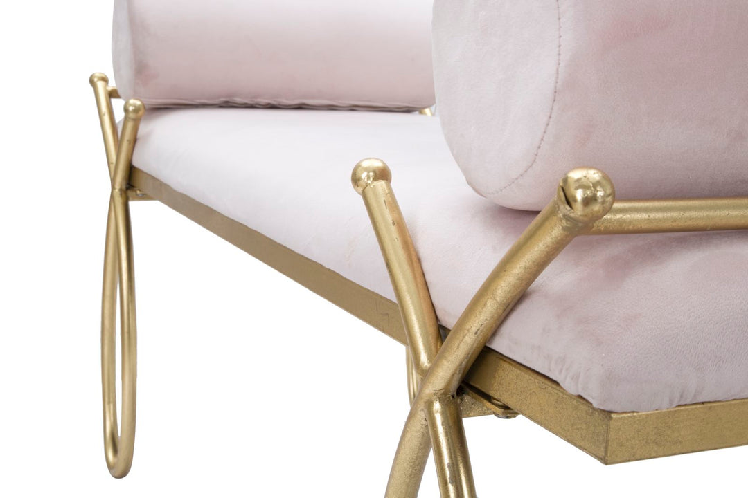 Glam bænk i jern, MDF og polyester – 112x5x49 cm
