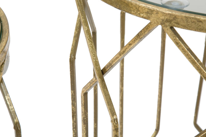 Glam borde i guldfarve, metal og glas – 42x53 og 38x47 cm