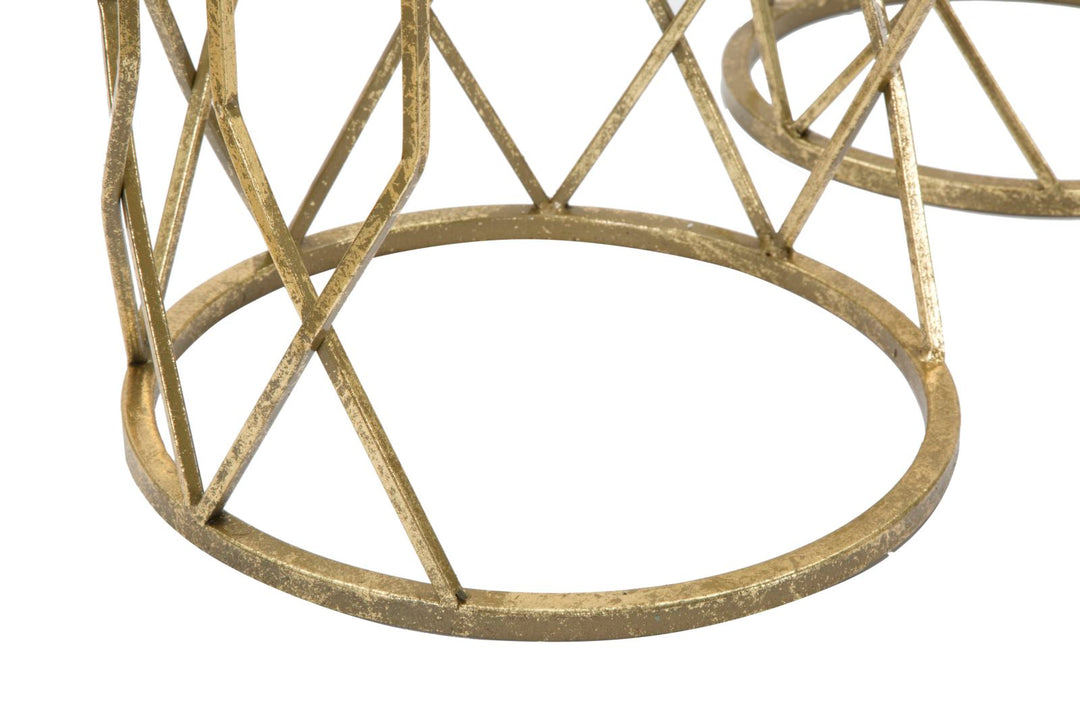 Glam 3 x sideborde, guldfarvet, metal – 32x71 og 28x65 og 23x61 cm