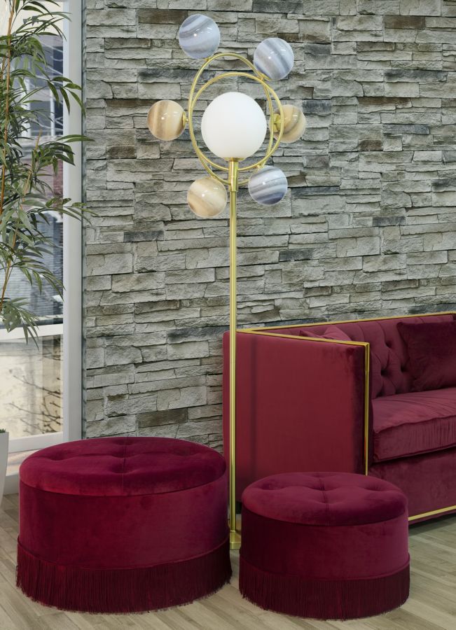 Glam taburet i træ, skum og polyester – 71x41 55x33 cm