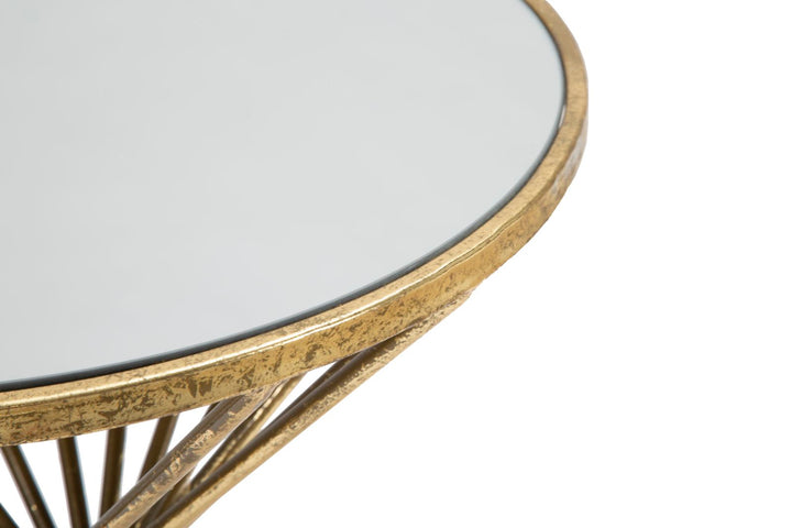 Glam bord i guldfarve, jern, mdf og glas – 42x50 cm