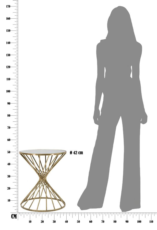 Glam bord i guldfarve, jern, mdf og glas – 42x50 cm