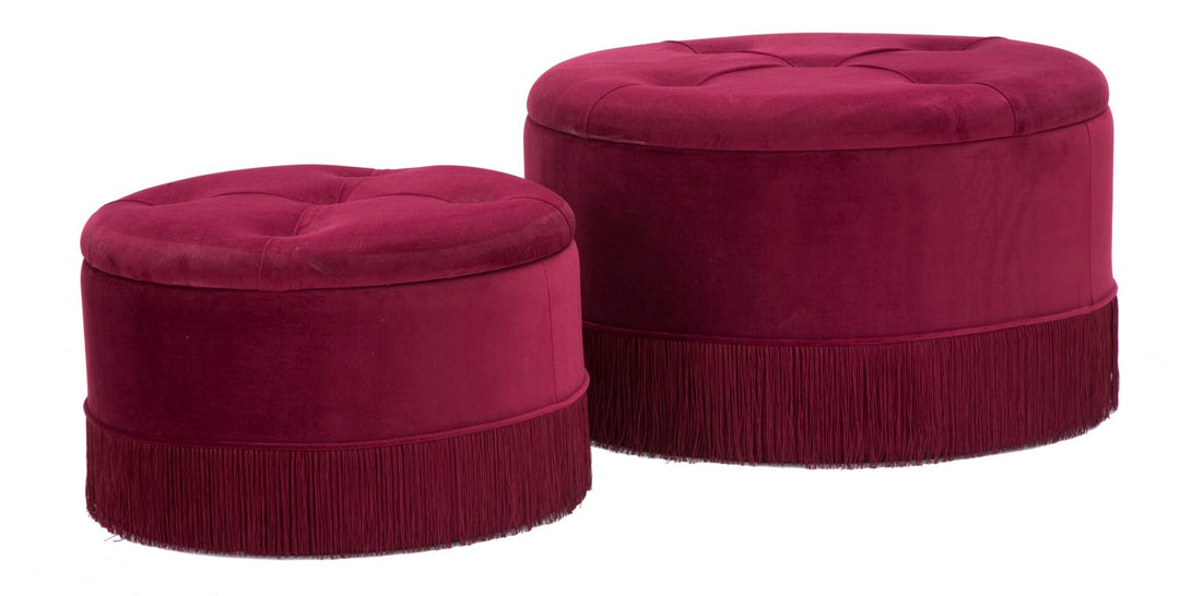 Glam taburet i træ, skum og polyester – 71x41 55x33 cm