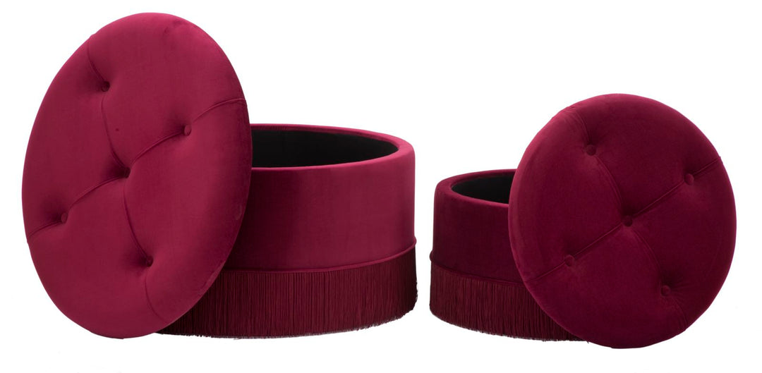 Glam taburet i træ, skum og polyester – 71x41 55x33 cm