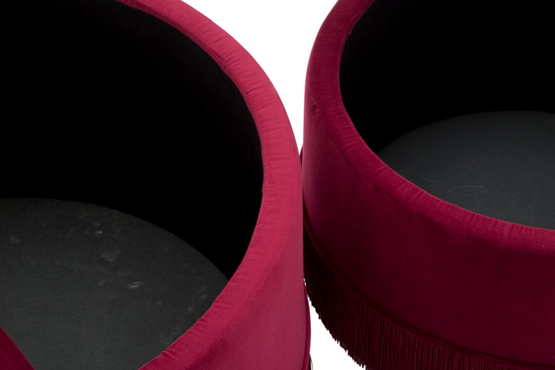 Glam taburet i træ, skum og polyester – 71x41 55x33 cm