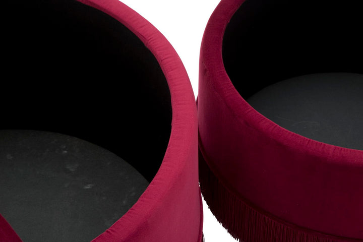 Glam taburet i træ, skum og polyester – 71x41 55x33 cm