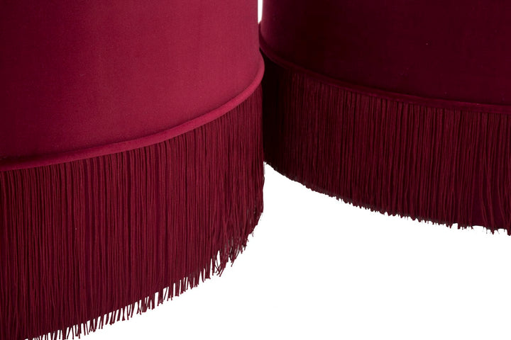 Glam taburet i træ, skum og polyester – 71x41 55x33 cm