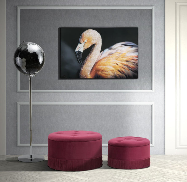 Glam taburet i træ, skum og polyester – 71x41 55x33 cm