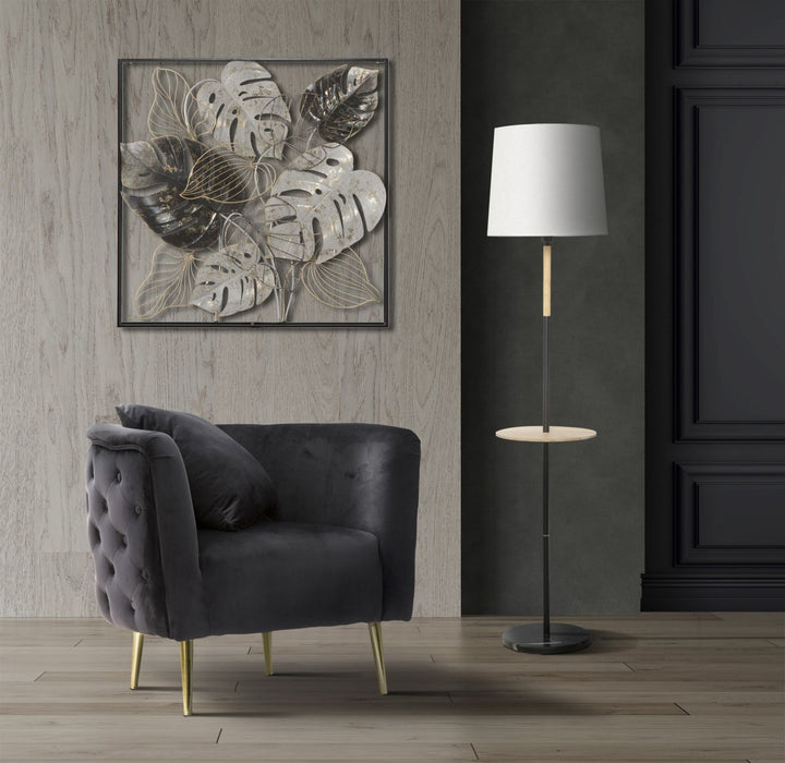 Glam stol i sort i træ, stof og metal – 76x74x71 cm