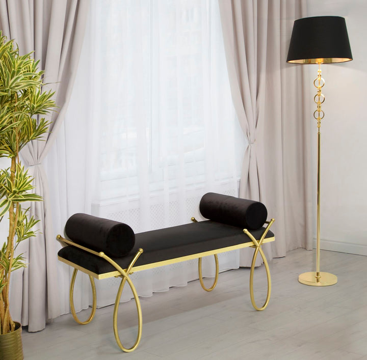 Glam entrébænk i jern, mdf og polyester – 112x5x49 cm