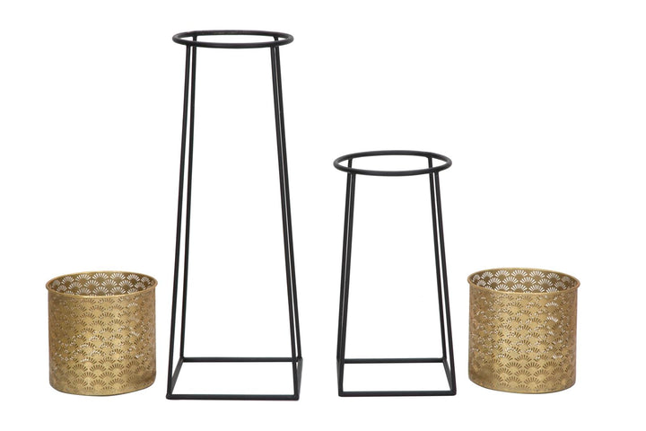 Glam plantestativer i guldfarve, metal – 26x70 og 23x45 cm