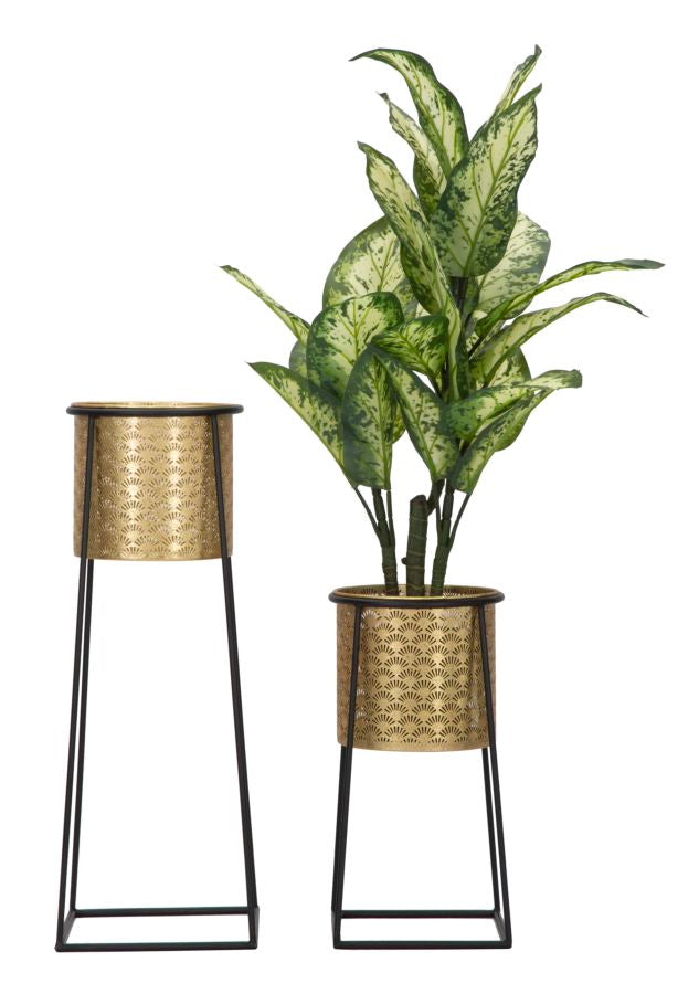 Glam plantestativer i guldfarve, metal – 26x70 og 23x45 cm