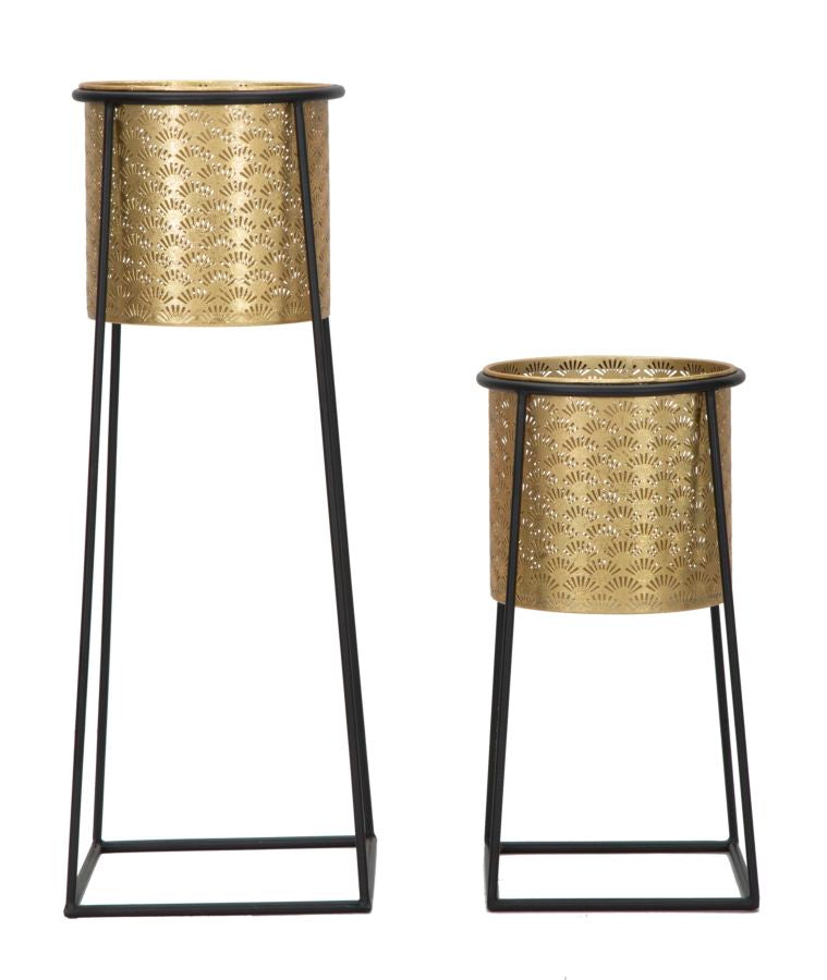 Glam plantestativer i guldfarve, metal – 26x70 og 23x45 cm