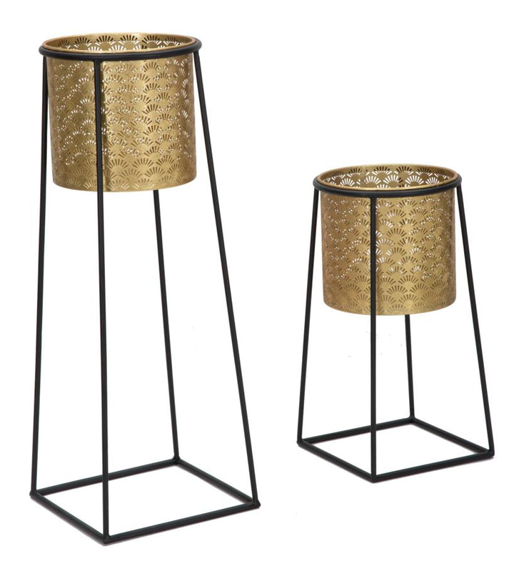Glam plantestativer i guldfarve, metal – 26x70 og 23x45 cm