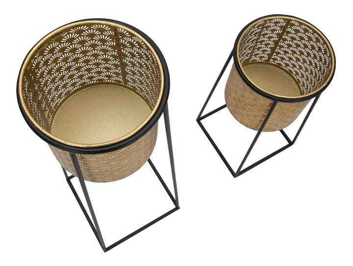 Glam plantestativer i guldfarve, metal – 26x70 og 23x45 cm