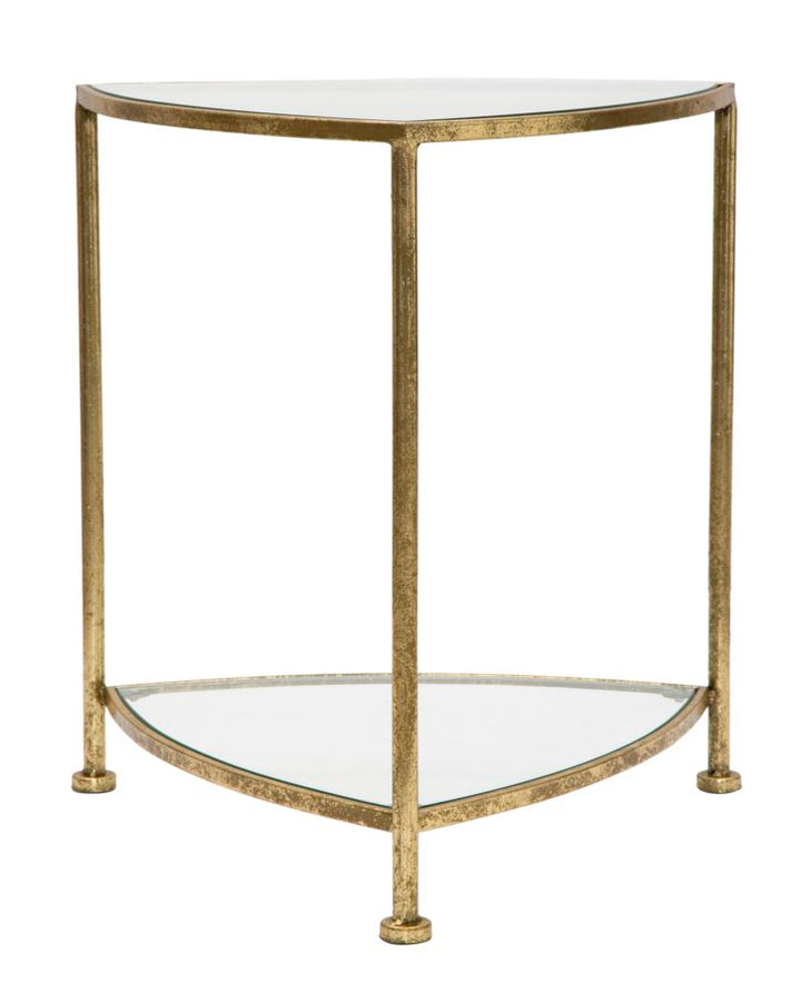 Glam sofabord i jern og glas – 45x45x50 cm