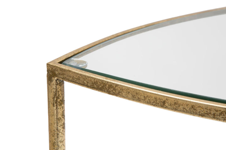 Glam sofabord i jern og glas – 45x45x50 cm