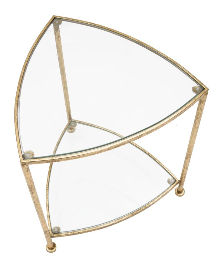 Glam sofabord i jern og glas – 45x45x50 cm
