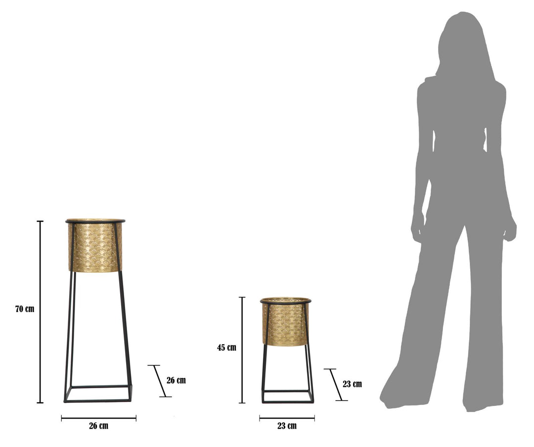 Glam plantestativer i guldfarve, metal – 26x70 og 23x45 cm