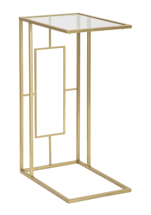 Glam bord i guldfarve, jern og glas – 40x5x25 og 5x60 cm