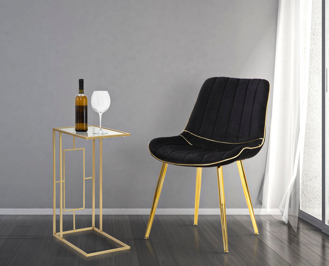 Glam bord i guldfarve, jern og glas – 40x5x25 og 5x60 cm