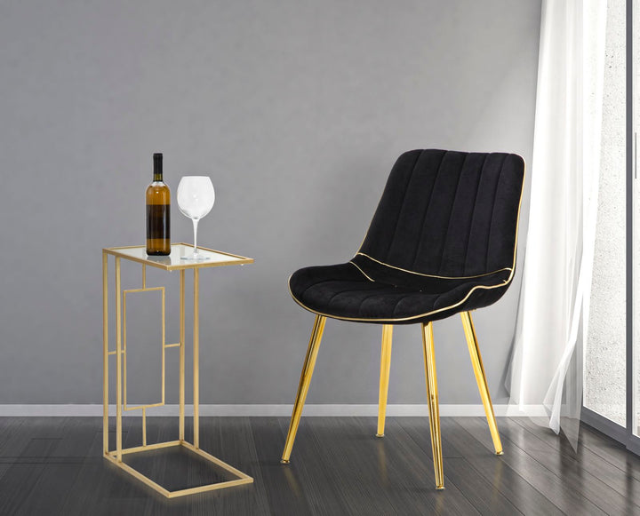 Glam bord i guldfarve, jern og glas – 40x5x25 og 5x60 cm