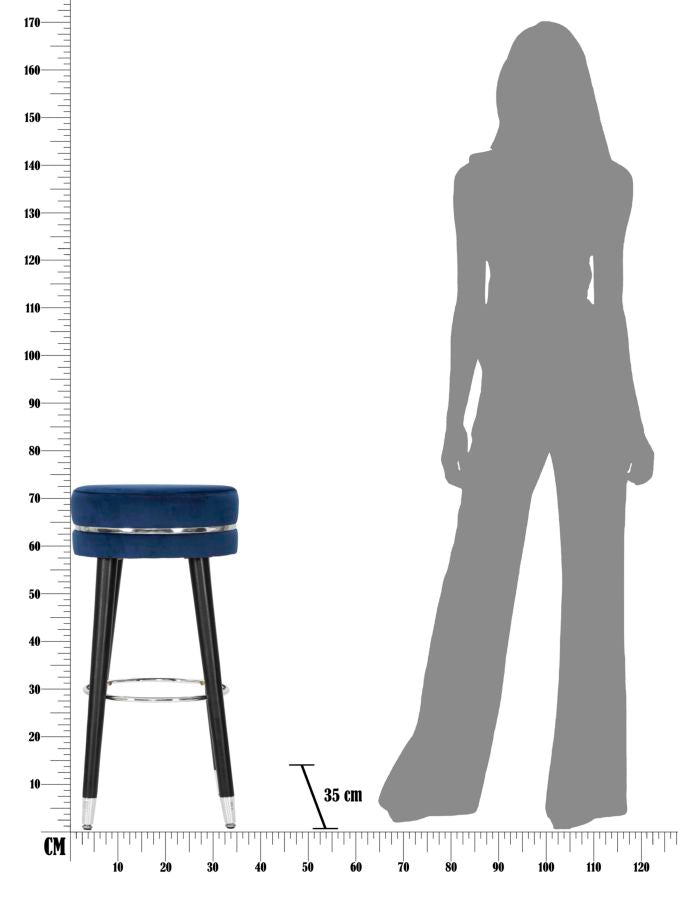 Glam barstol i fyrretræ, metal og polyester – 35x74 cm