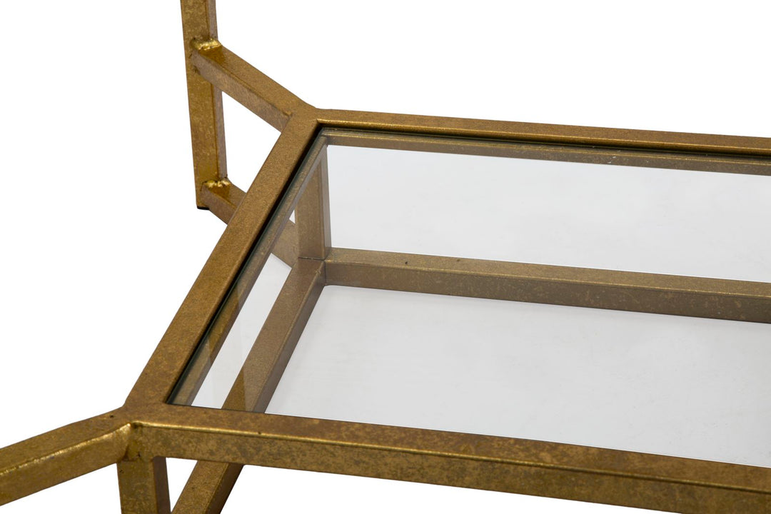 Glam bord i jern, glas og kunstig marmor – 47x47x60 cm
