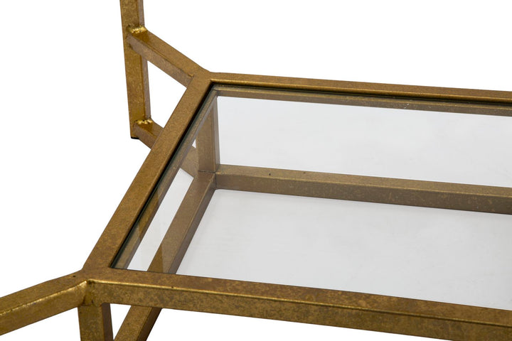Glam bord i jern, glas og kunstig marmor – 47x47x60 cm