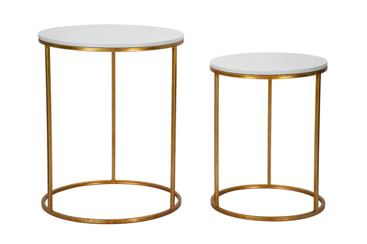 Glam borde i jern, glas og kunstig marmor – 52x63 42x53 cm