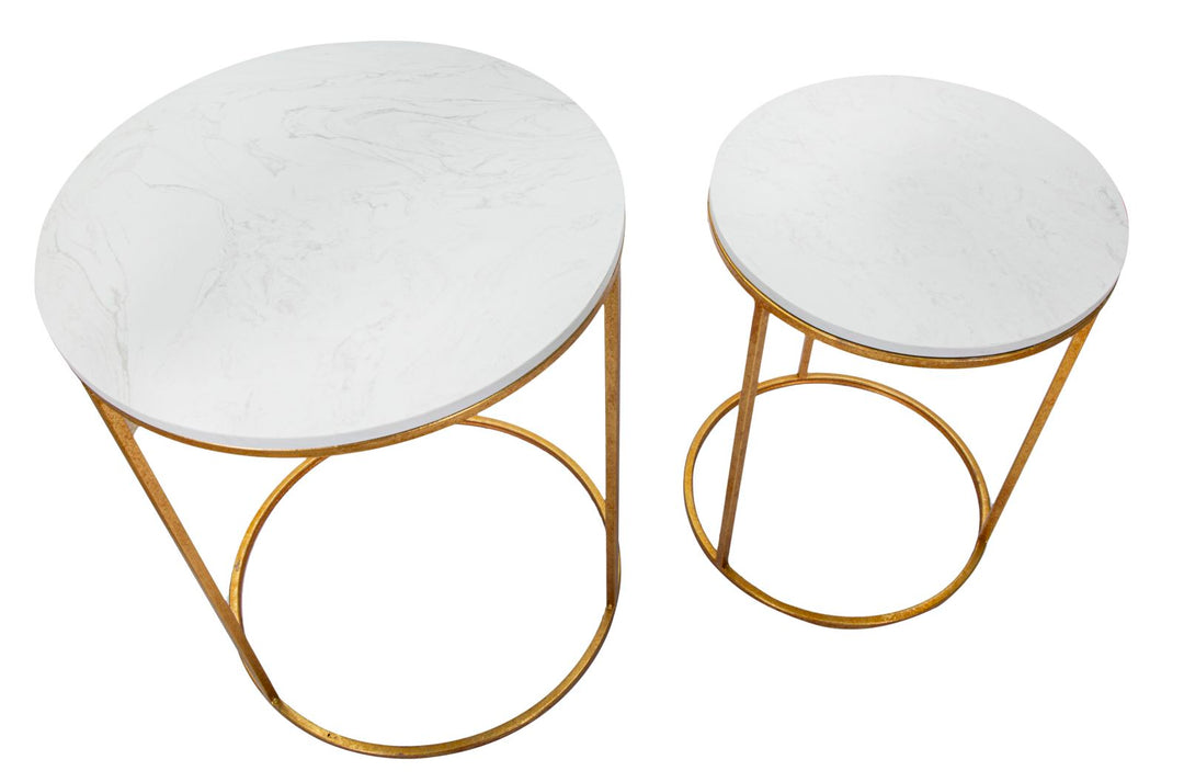 Glam borde i jern, glas og kunstig marmor – 52x63 42x53 cm