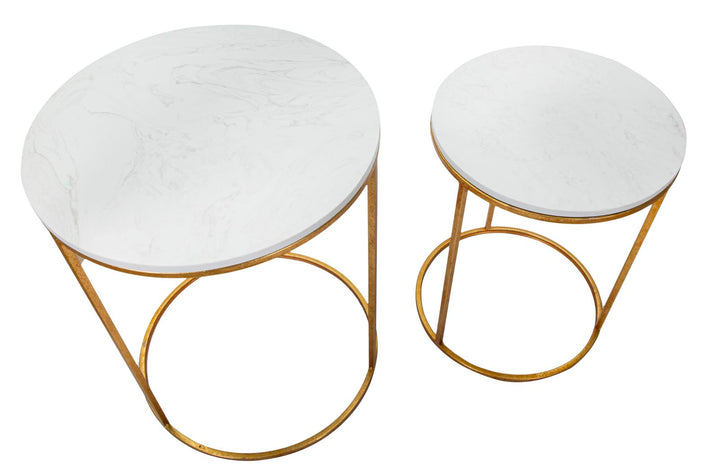 Glam borde i jern, glas og kunstig marmor – 52x63 42x53 cm