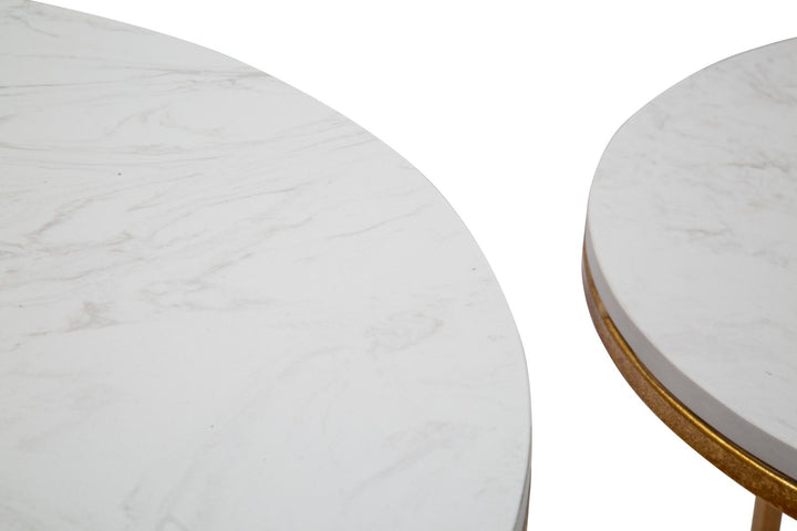 Glam borde i jern, glas og kunstig marmor – 52x63 42x53 cm