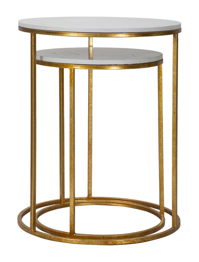 Glam borde i jern, glas og kunstig marmor – 52x63 42x53 cm