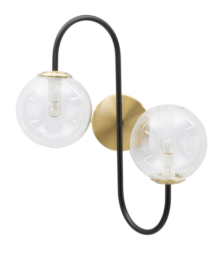 Glam lampe i guldfarve, jern og glas – 36x24x45 cm