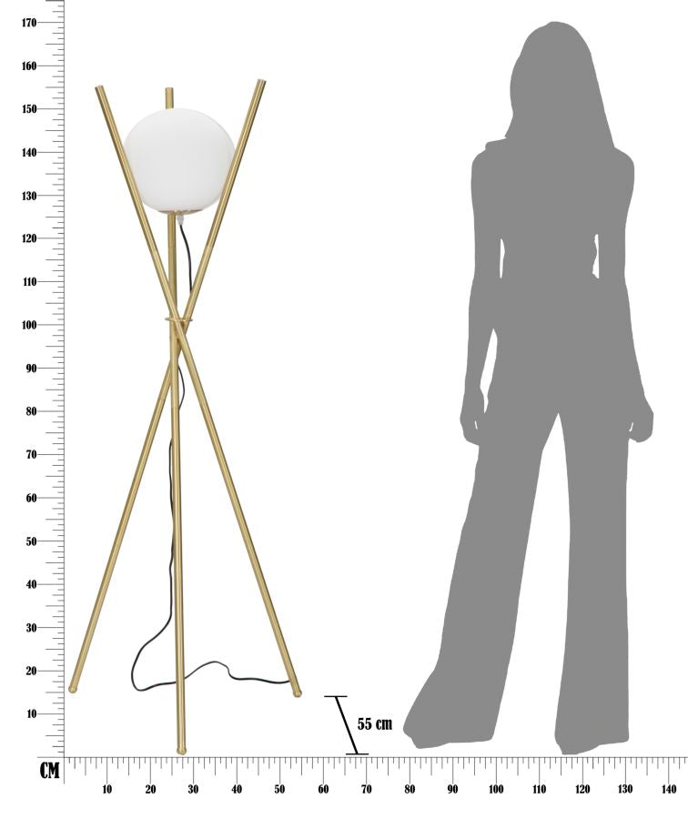 Glam lampe i jern og glas – 55x155 cm