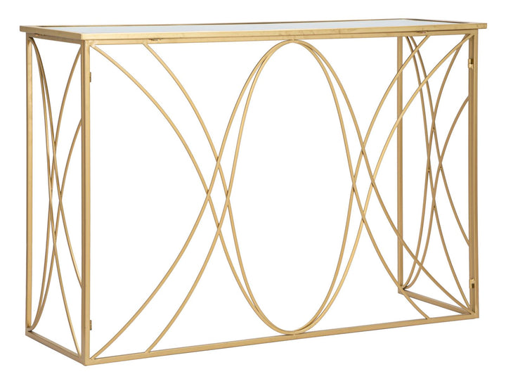 Glam konsolbord i guldfarve, jern og glas – 120x40x80 cm