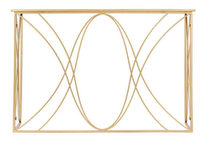 Glam konsolbord i guldfarve, jern og glas – 120x40x80 cm