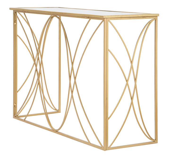 Glam konsolbord i guldfarve, jern og glas – 120x40x80 cm