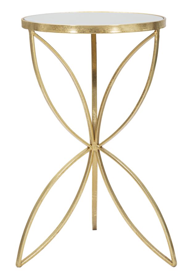 Glam sidebord i guldfarve, metal og glas – 35x60 cm