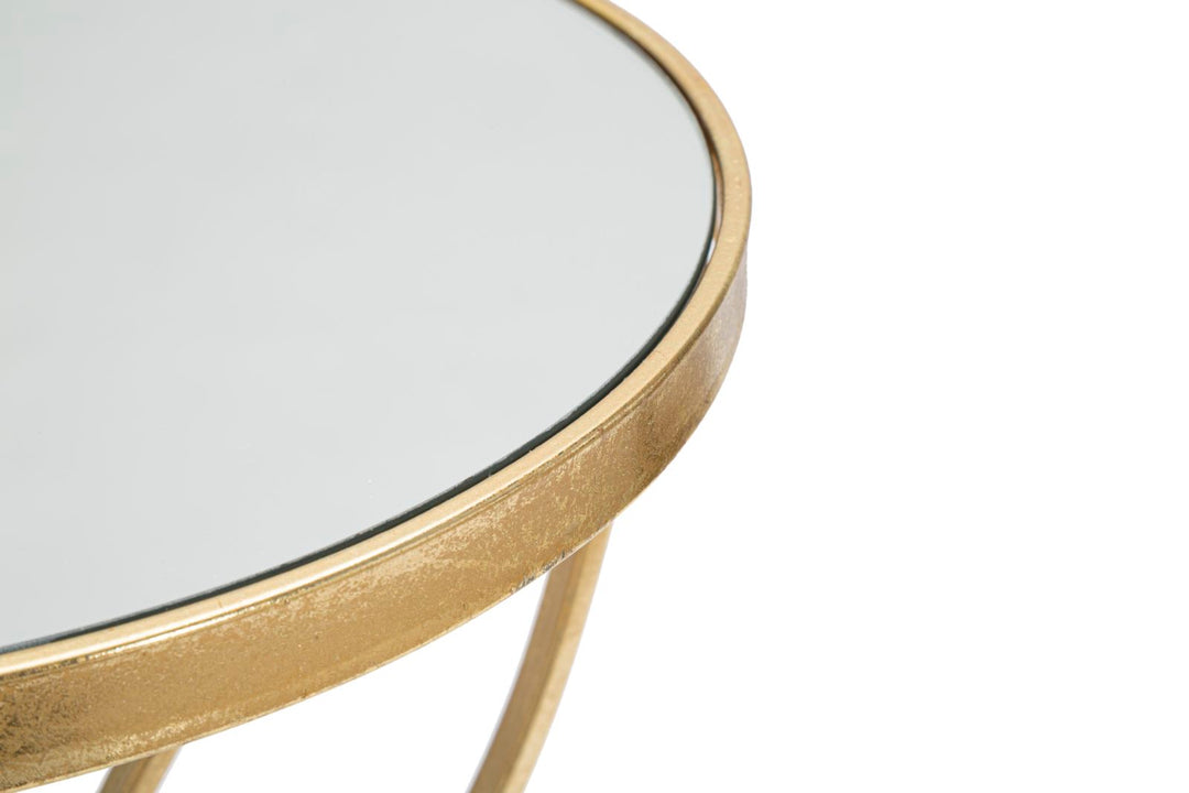 Glam sidebord i guldfarve, metal og glas – 35x60 cm
