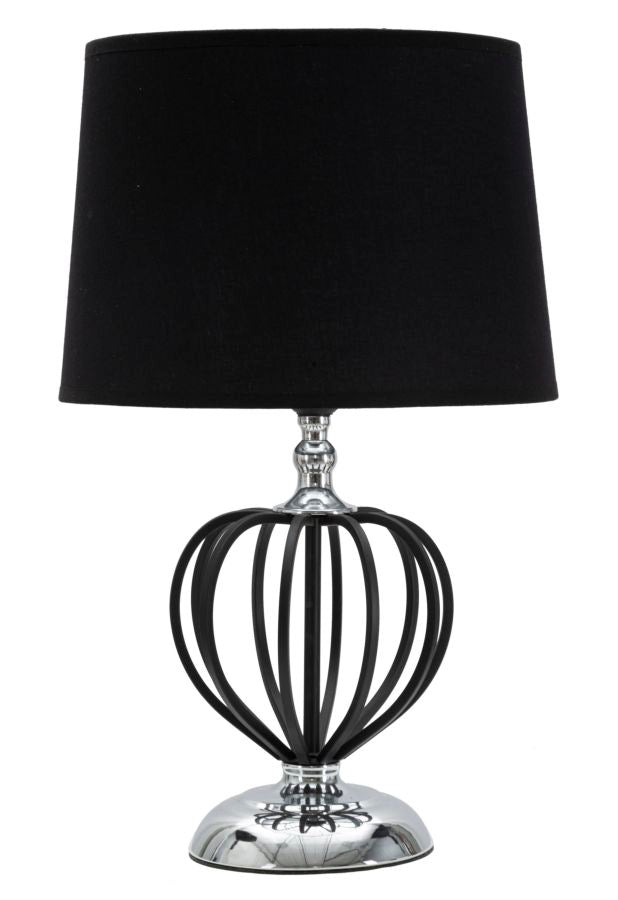 Glam bordlampe i sort, metal, pvc og stof – 28x44x5 cm