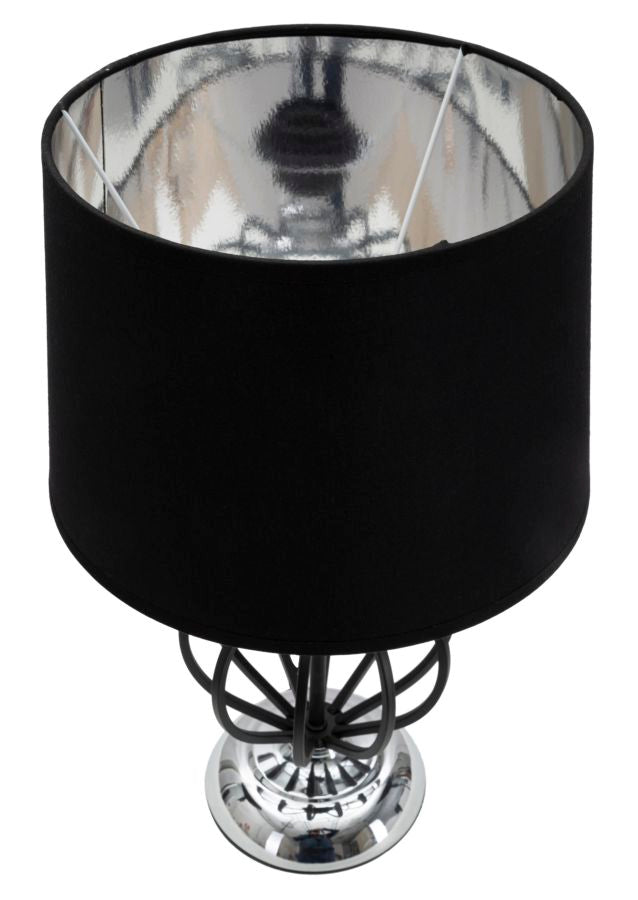 Glam bordlampe i sort, metal, pvc og stof – 28x44x5 cm