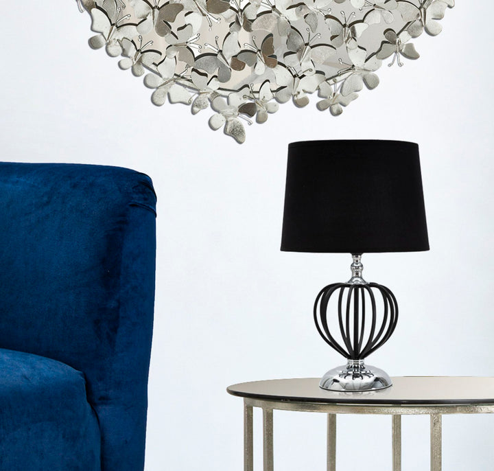 Glam bordlampe i sort, metal, pvc og stof – 28x44x5 cm