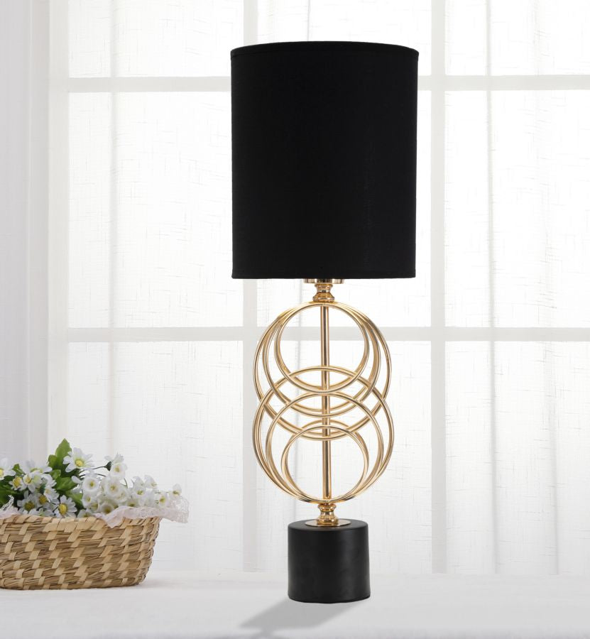 Glam bordlampe i sort og guldfarve, metal og stof – 20x58x5 cm