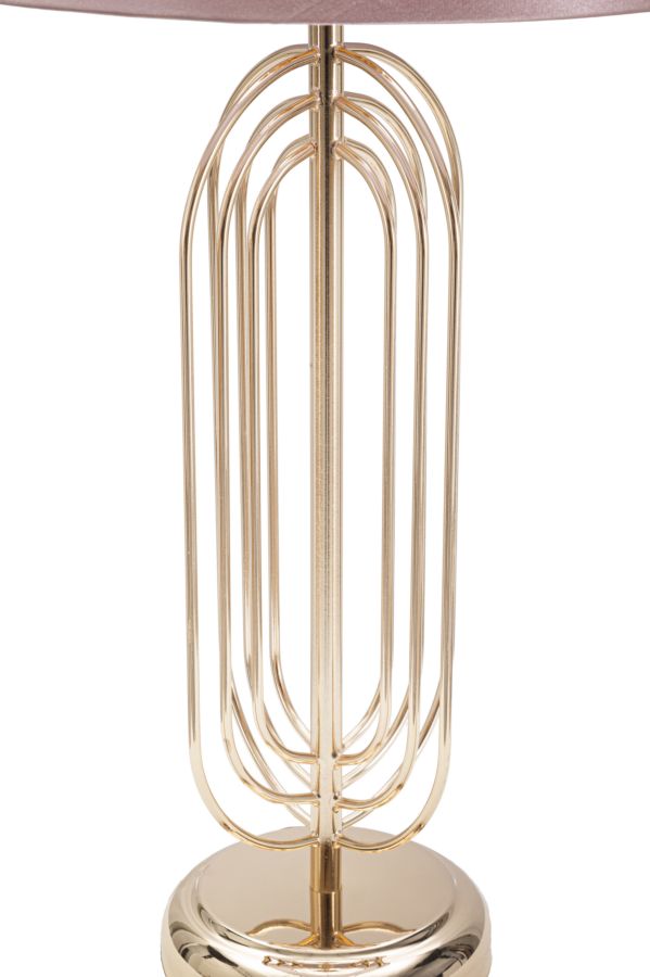 Glam bordlampe i pink, metal og stof – 28x55 cm