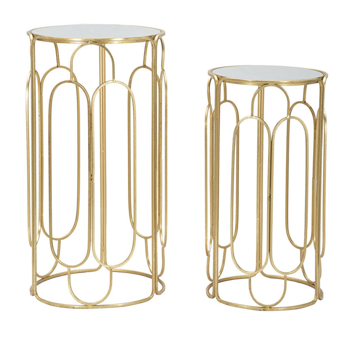 Glam plantestativer i guldfarve, metal og glas – 36x5x70 og 31x60 cm