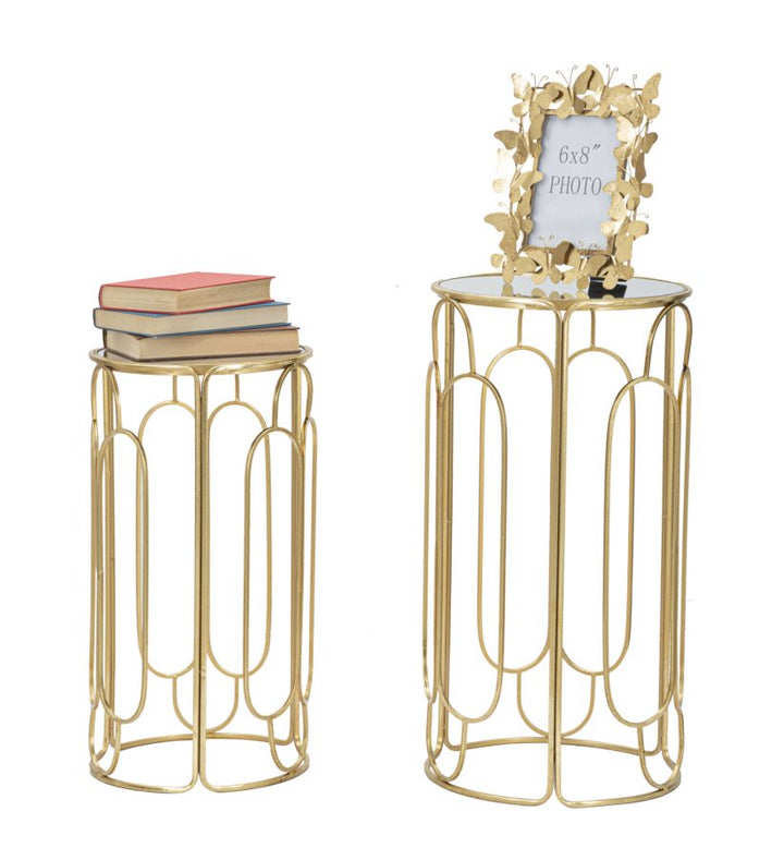 Glam plantestativer i guldfarve, metal og glas – 36x5x70 og 31x60 cm