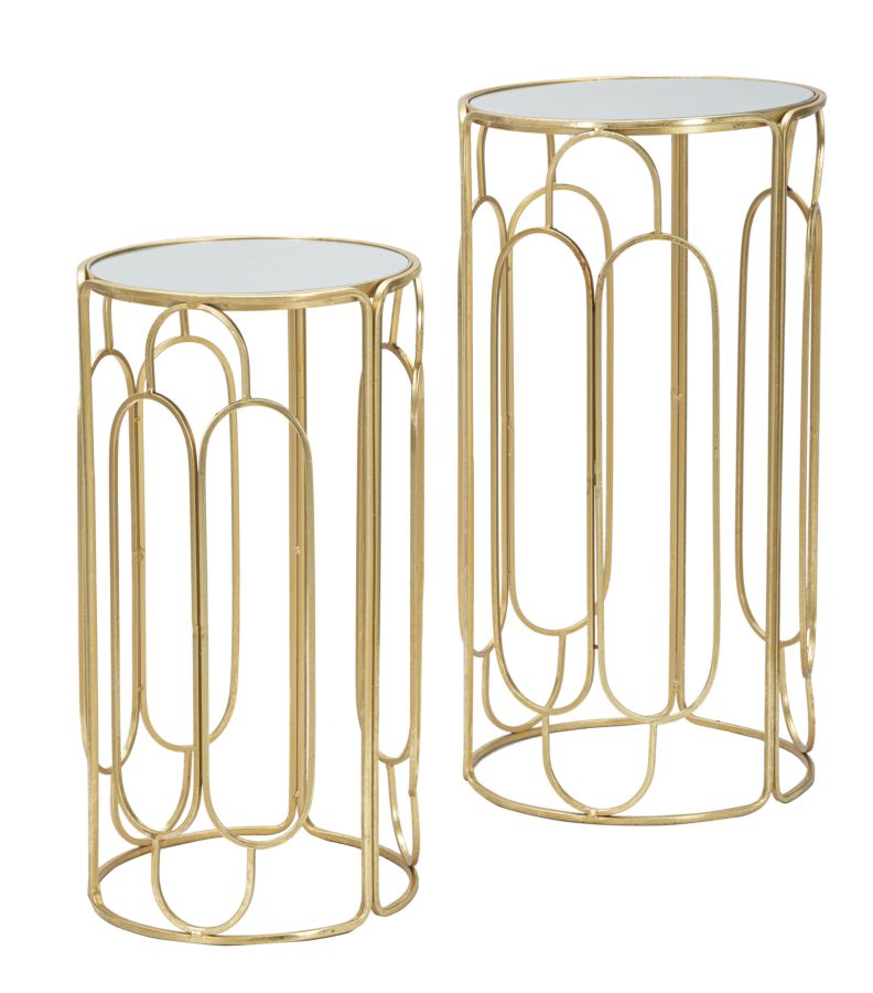 Glam plantestativer i guldfarve, metal og glas – 36x5x70 og 31x60 cm