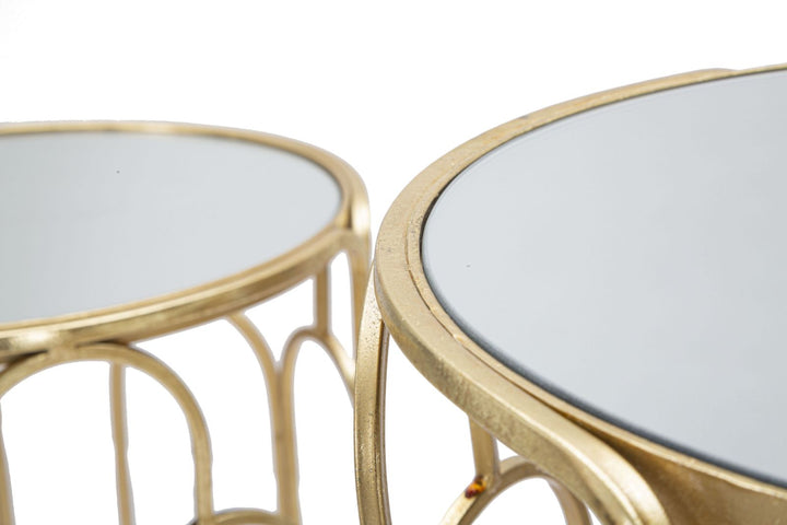 Glam plantestativer i guldfarve, metal og glas – 36x5x70 og 31x60 cm